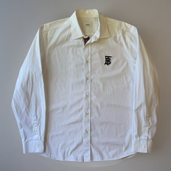 Burberry TB Logo Shirt XL White London Designer Minimalist - Picture 1 of 10